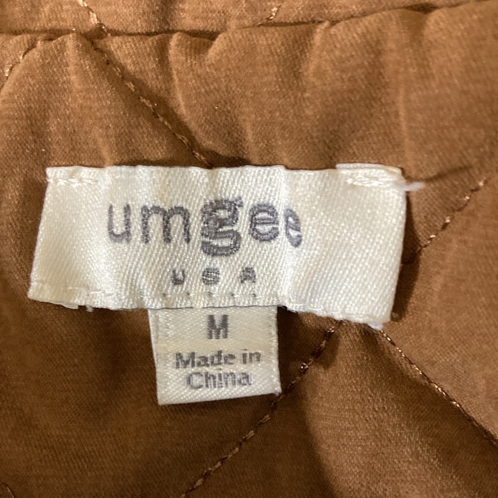 Umgee Vest Women Size M Brown Sleeveless Quilted Zip Front Collar - Picture 8 of 9